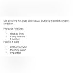 SO  sz XS juniors slubbed hooded sweater ivory ribbed trim one pocket long sleeve Photo 6