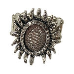 Vintage Sunburst Stretch Ring Boho Chic Statement Jewelry‎ Antique Silver R Photo 0