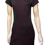 Rebecca Taylor Women’s 4 Purple Black Textured Contour Short Sleeve Mini Dress Photo 0