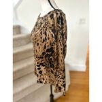 Ralph Lauren  Brown Black Leopard Print Cotton Wide Neck Long Sleeve T-Shirt Photo 2