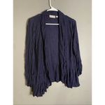 Versona  Navy Crinkle Open Front Cardigan Size Large Photo 1