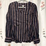 Hinge NWOT Macy’s Navy and Copper Blouse Photo 0