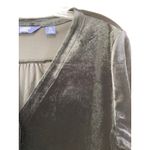 Lands' End  Black Velvet Button Front Top V Neck Sz M 10-12 Old Money Cozy Luxury Photo 4