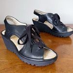 Fly London • Ylva Wedge Sandal black leather lace up gladiator platform open toe Photo 0