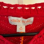 Knox Rose  NWT Women's Crewneck Pointelle Sweater Red Size M Photo 2