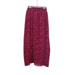 ZARA Burgundy Red Polka Dot Print Pleated Tie Waist Maxi Skirt Size XL Photo 3