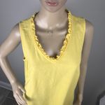 Briggs New York Briggs Yellow Linen Blend Pocket Dress Sz M V-Neck‎ Sleeveless Casual Above Knee Photo 2