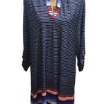 New Directions Navy Blue White Stripe V Photo 0