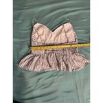EXPRESS  Striped Tank Top Cropped Babydoll Umpire Gray White Adjustable Straps Photo 2