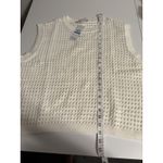 DKNY White Open Knit Sweater Vest | Sleeveless Cotton Layering Pullover Photo 4
