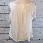 Papaya BLUE  T-Shirt Cold Shoulder White w Geometric Print-Medium Photo 2