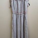 Storia gauzy striped smocked cropped wide leg Jumpsuit Size Small Photo 0