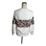 Women Long Sleeve leopard print contrast Crew Neck SweatShirt Size S Tan Photo 1