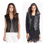 Rebecca Minkoff Leandra Leather Vest Black XS Lambskin Moto Zip Photo 1