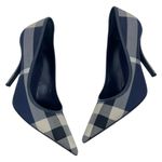Burberry Aubri Nova Check Pointed Toe Pumps Dark Charcoal Blue Size 39 Photo 3