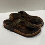 Birkenstock Gizeh Thong Sandals Metallic Bronze Leather Adjustable Buckle sz 39 Photo 2