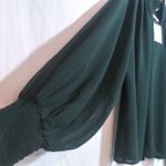 1.4.3. Story by Line Up Good Times Pine Green Chiffon Blouse Business NWT Size M Photo 5