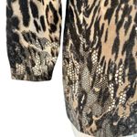 Vintage Leopard Print Lace Crew Neck Brown Black Rhinestone Knit Sweater size S Photo 7