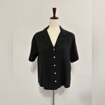 Quince NWT  Women 100% Organic Cotton Gauze Short Sleeve Shirt Black M Photo 1