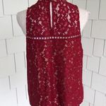WAYF  Women's Garnet Lace Overlay Sleeveless High Neck Portrait Blouse sz M Photo 2
