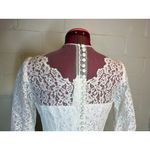 Wedding dress 1950s sheer lace sleeves white button back Photo 8