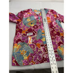 Diane Gilman Womans Small Multicolor Floral Silk Sequin Button Down Blouse Photo 5