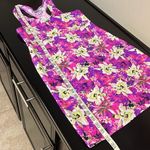 Hula Bay hawaiian floral orchid print beach dress, neon colors, M, stretchy Size M Photo 7