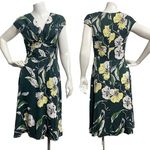 Classiques Entier Anthropologie Dress Green Yellow Stretch Silk Midi A-Line sz 4 Photo 1