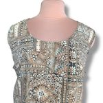 Vintage 90s Maxi Dress Brown Geometric Print Sleeveless Tie Back Scoop Neck Plus Black Size 16 Photo 2