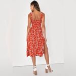 Lulus  Red and White Floral Sleeveless Midi Dress NWT Photo 4