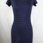 Soprano Dark Blue and Black Striped Dress with Bow Design Back Photo 2