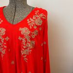 Free People Sweet Tennessee Red Floral Embroidery Open Peekaboo Back Dress Sz S Photo 4