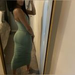 LAST ONE | NEW Hug Me Tight Green Ruched Midi Dress Size M Photo 3