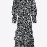 ZARA NWT Zebra Animal Print Midi Dress With Belt Photo 4