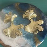 3 Pair Ocean Beach Gold Tone Starfish and Shell Dangle Statement Earrings Set Photo 4