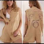 Free People Intimately Oversized Romper Embroidered The Jomo Festival Linen Sz S Photo 1