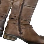 Steve Madden Albany Brown Leather Belted Riding Boots Photo 11