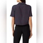 Diane Von Furstenberg DVF Chain Print Silk Cropped Short Sleeve V-Neck Top Button Front Boxy Pajama L Photo 3