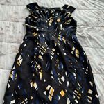 Tahari  Arthur S. Levine geometric black structured exposed zipper dress, size 6 Photo 0