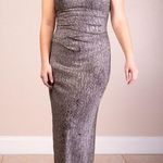 Cache Silver Metallic Beaded Embellished Evening Gown Maxi Dress 0 XS Y2K Photo 0