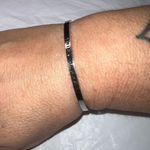 MantraBand  Silver Tone “Think Happy” Thin Cuff Bracelet Photo 4