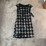 Mlle Gabrielle  Silver/Black Sequin Party Dress SIZE M Photo 1