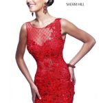 Sherri Hill Sheer Lace Beaded Rhinestone Backless Embellished Gown Dress 11127 Photo 2