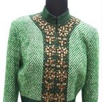Cache Green Plaid Elaborate Embellished Top Jacket Lined Velvet Trim NWT $238 Photo 4