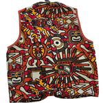 Robert Bruce Vest Top Womens One Size Red Tribal Geometric Print‎ Vintage Photo 1