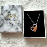 Etsy NWT NIB Heart Couple Rhinestone Silver Rose Gold Necklace Valentines Love You Photo 1