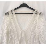 Boho Kimono Cardigan Women’s Size Medium Sheer Cream Long Lace Duster Festival Photo 1