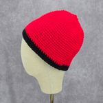 Red Black Crochet Knit Bucket Cap Hat Fun Vintage Y2K Funky Beanie Photo 2