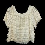 Love Sam ‎ Anthropologie Fringe Crochet Off Shoulder Top Size Med Petite Photo 3