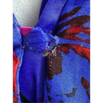 Topshop  Floral V-Neck A-Line Satin Mini Dress US 4 Blue Pink Short Sleeve Button Photo 8